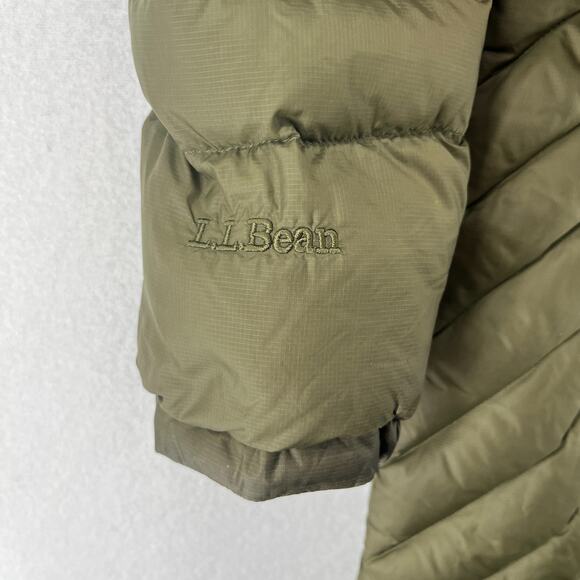 LL BEAN Coat Women XL Ultralight 850 Goose Down Hooded Jacket Parka Puffer Green - Picture 10 of 16